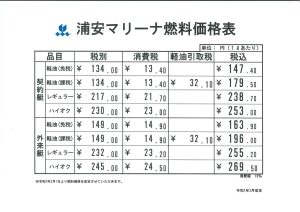 燃料価格改定のお知らせ